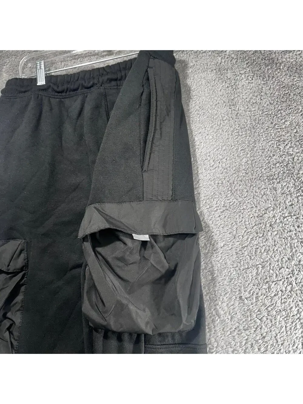 Southpole Cargo Jogger Mens L Black Fleece Lined Mixed Media Streetwear Pants